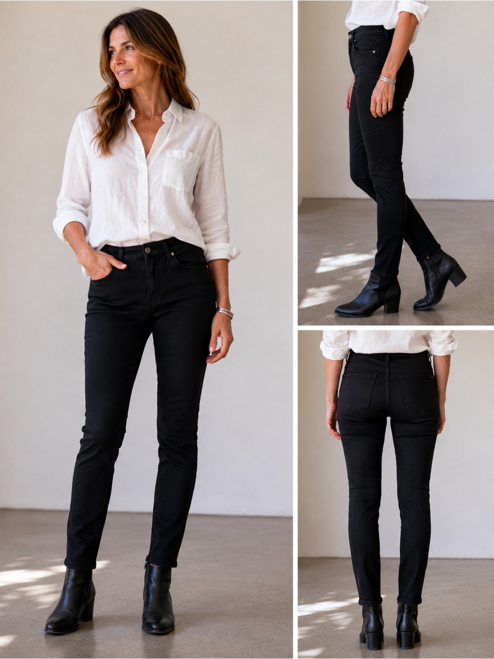 Eileen Fisher Organic Cotton Stretch Black Skinny Jeans Women’s Size 4
